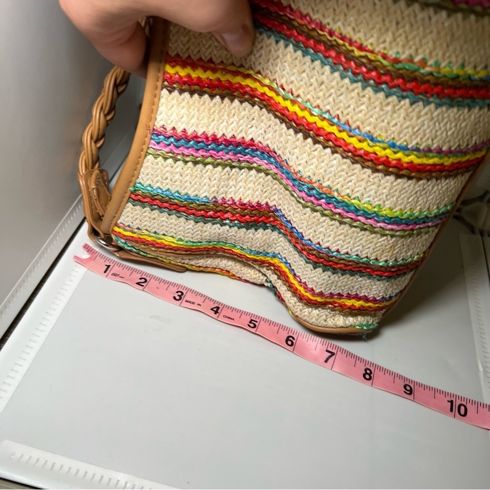 Rosetti Multicolored Woven With Pleather Trim Shoulder Bag Handbag - Picture 7 of 9